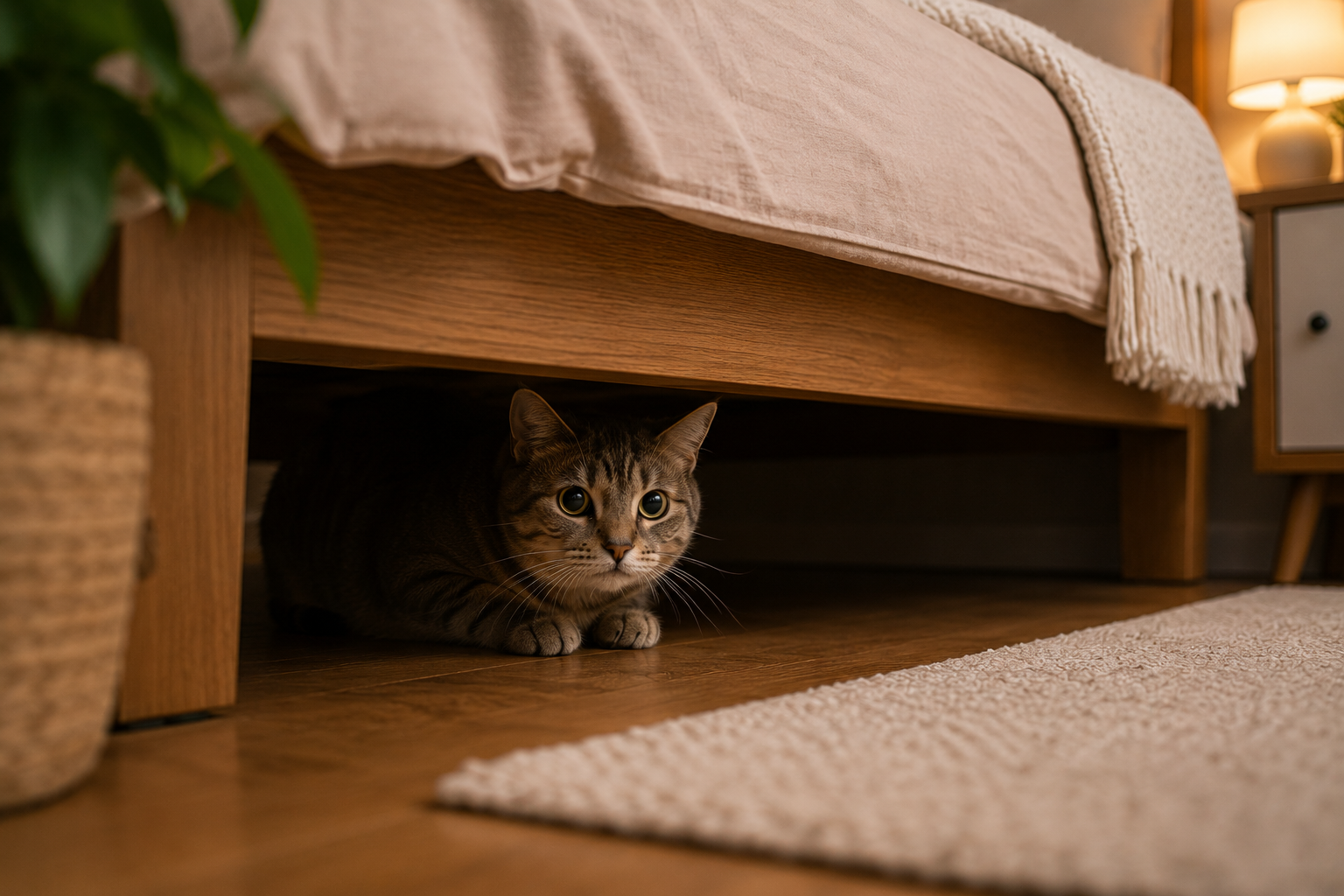 Por que os gatos gostam de se esconder embaixo da cama?