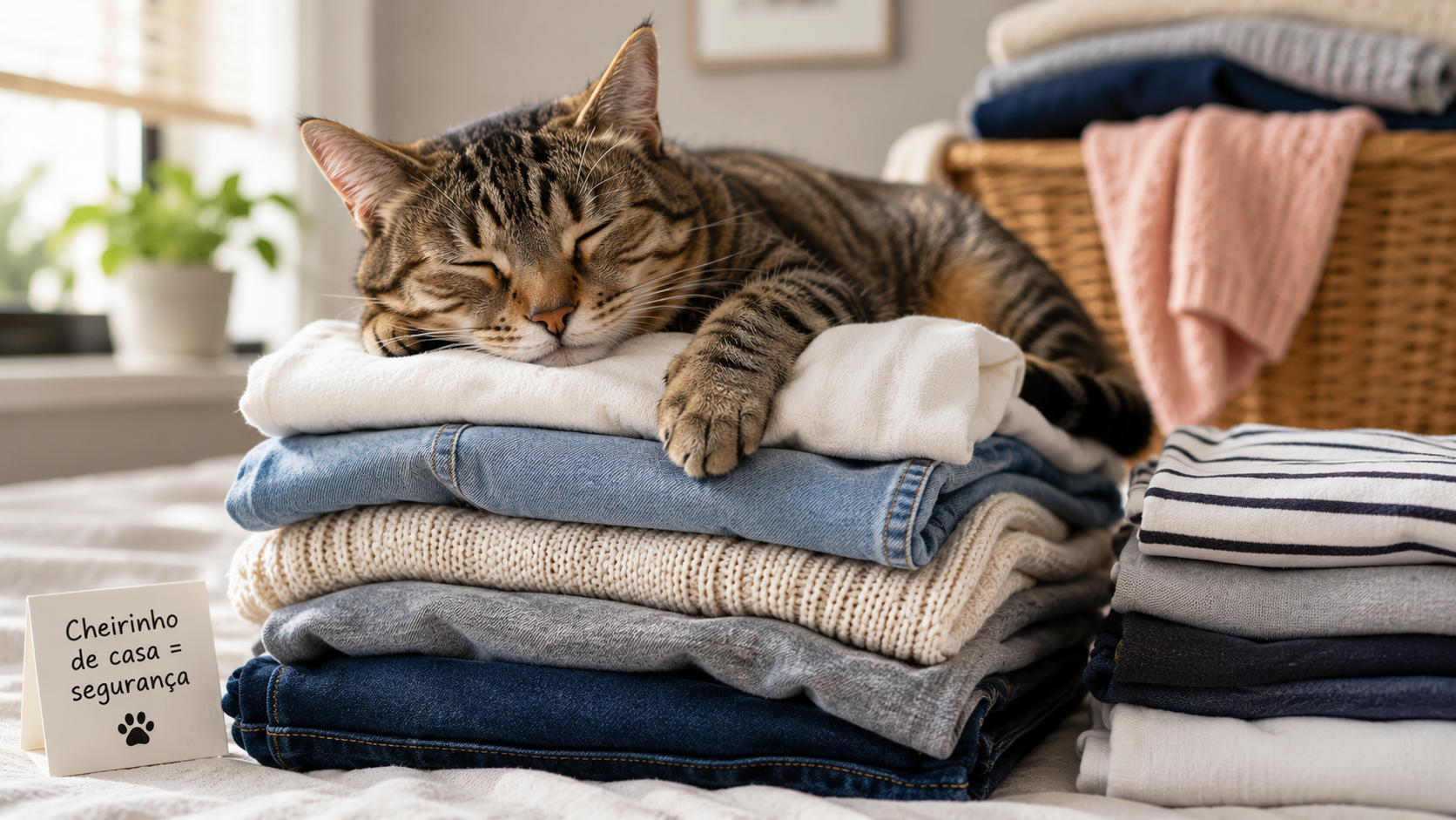 Por que os gatos gostam de dormir em cima de roupas limpas?