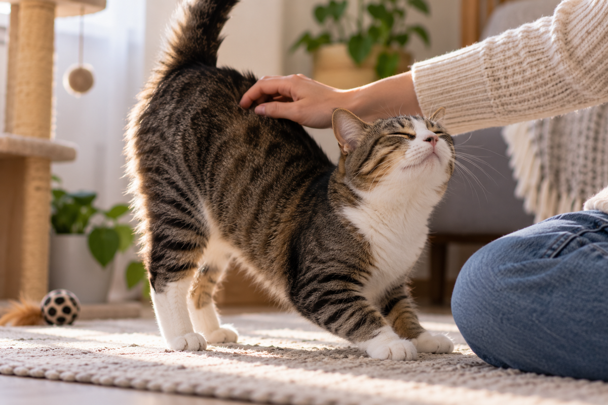 Por que os gatos levantam o bumbum quando recebem carinho?