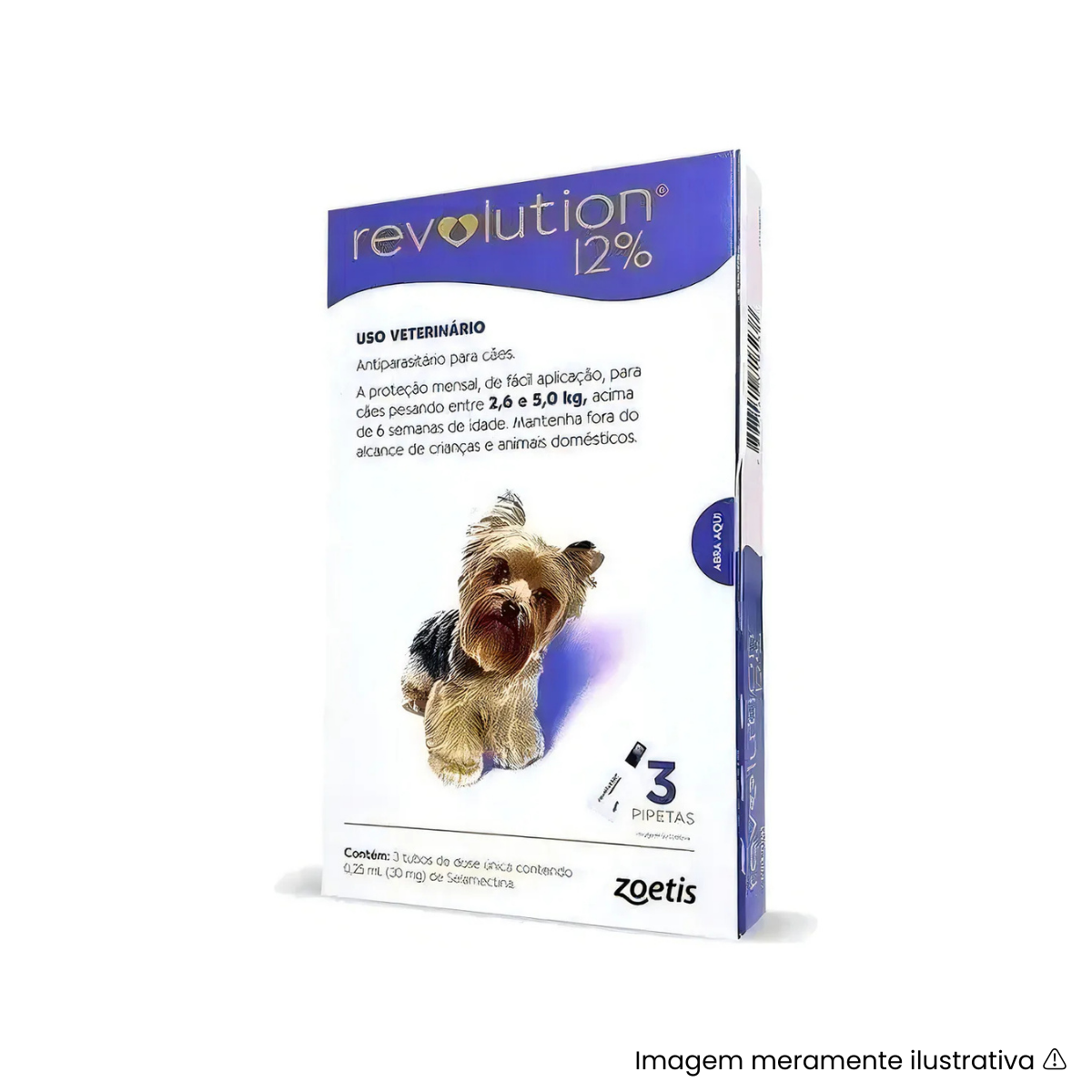 Pipeta Revolution 12% Cães de 2,6 a 5,0 kg Zoetis 0,25ml -  3 Pipetas