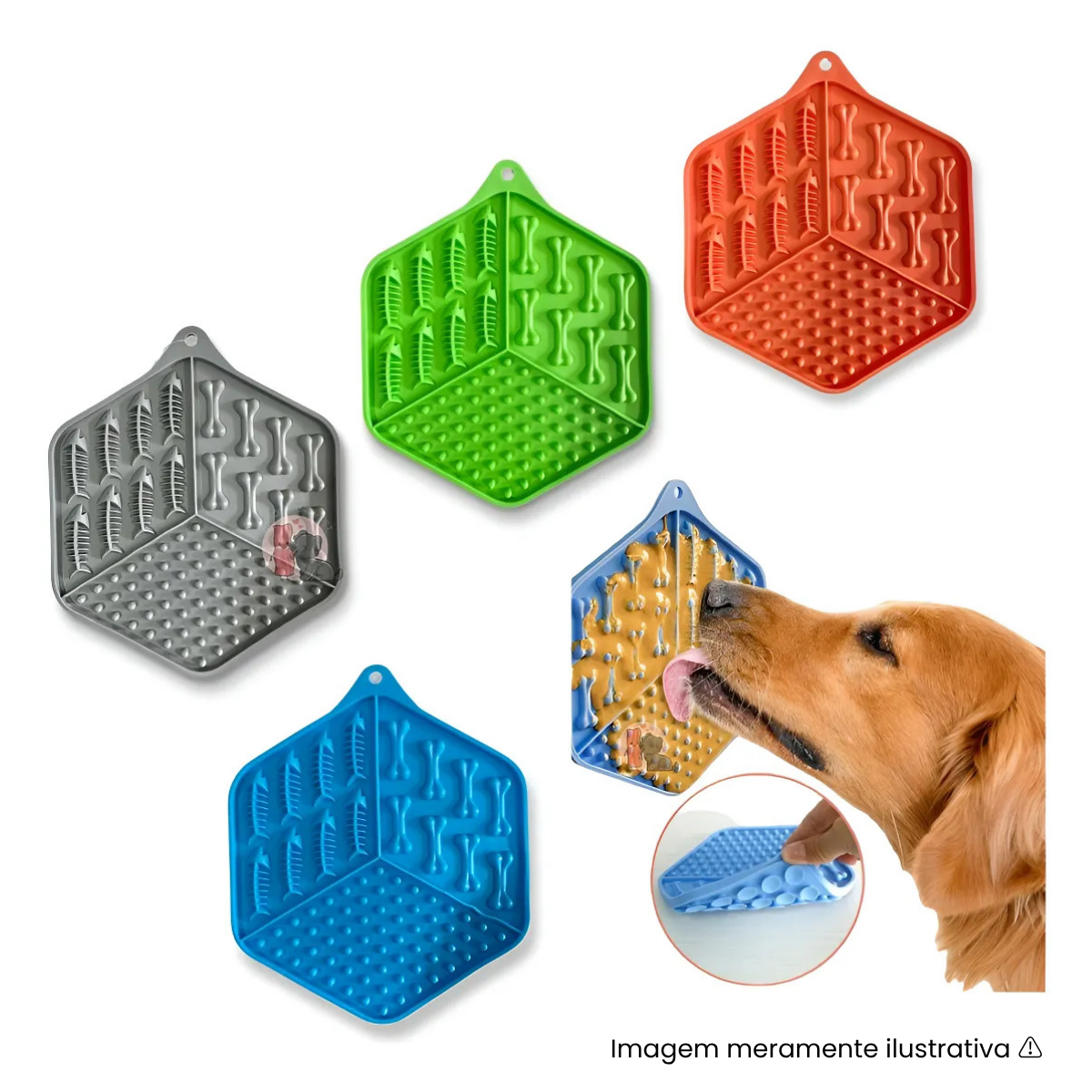 Tapete De Lamber Comida P/ Cães E Gatos Pet Cor Laranja