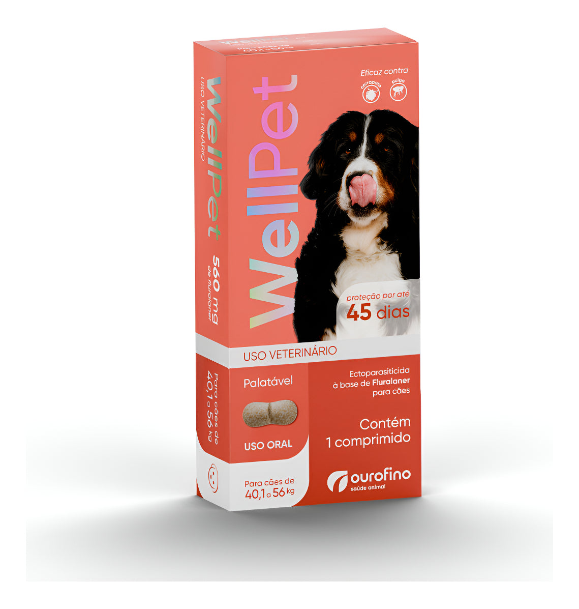 Wellpet 560Mg Antipulgas Carrapatos Cães 40,1 A 56kg Ouro