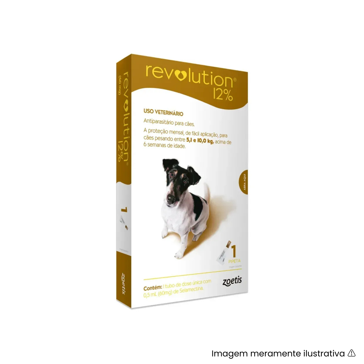 Pipeta Revolution 12% Cães de 5,1 a 10 kg Zoetis 0,50ml - 3 Pipetas