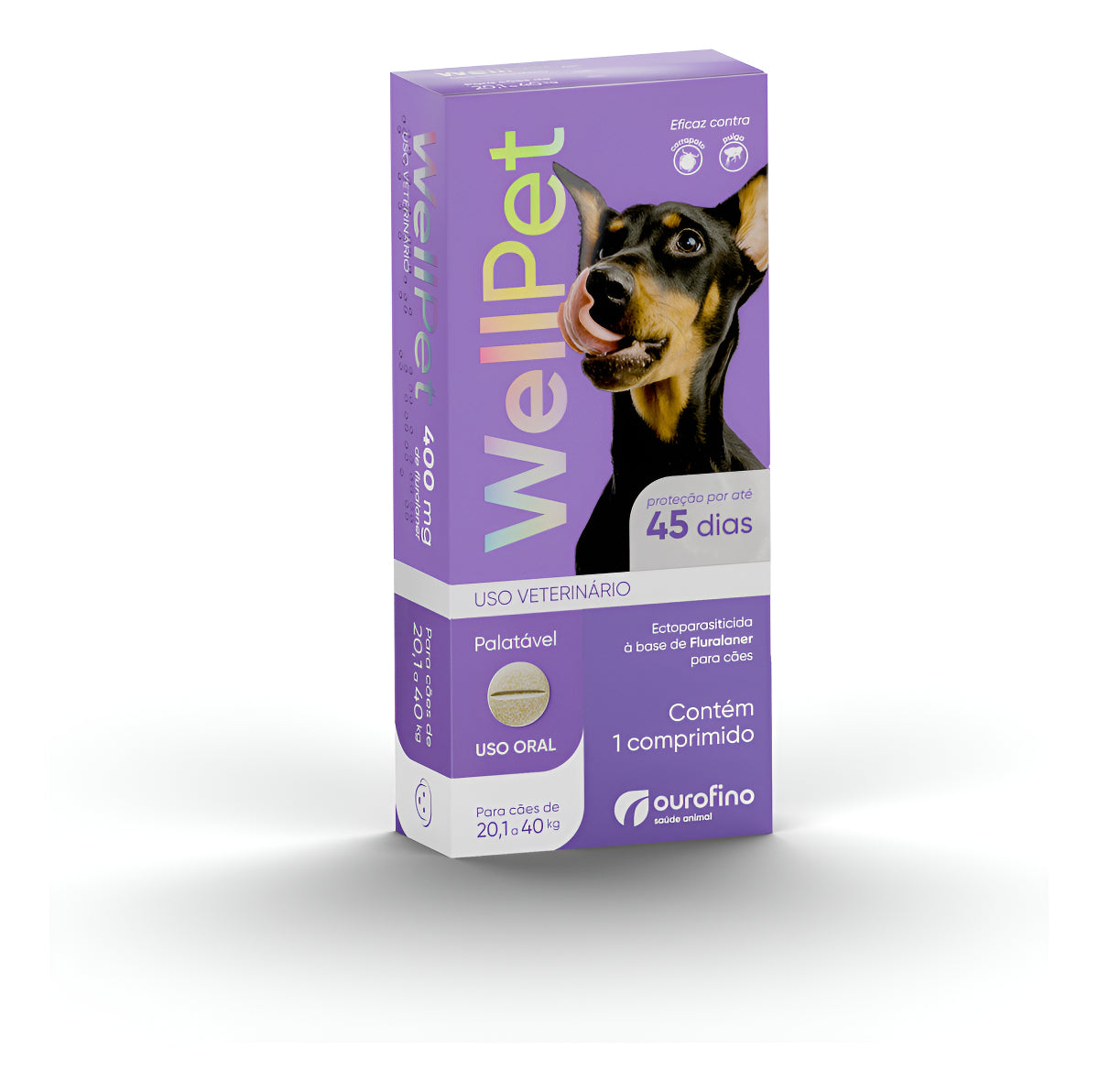 Wellpet Antipulgas E Carrapatos 400mg Para Cães 20,1 A 40 Kg