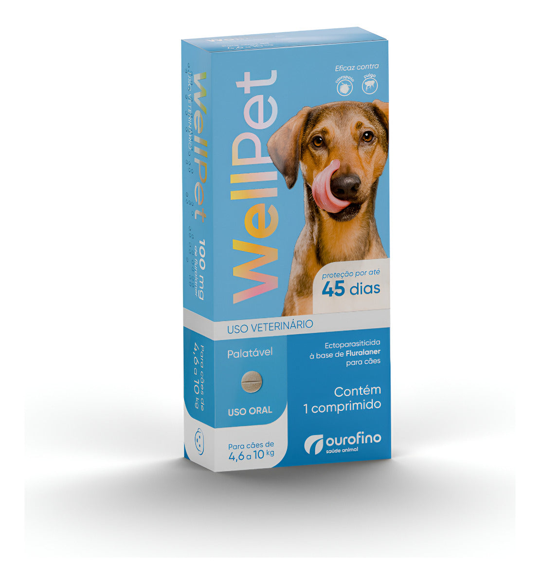 Antipulgas Carrapatos Wellpet Cães Ourofino 100mg 4,6 A 10kg
