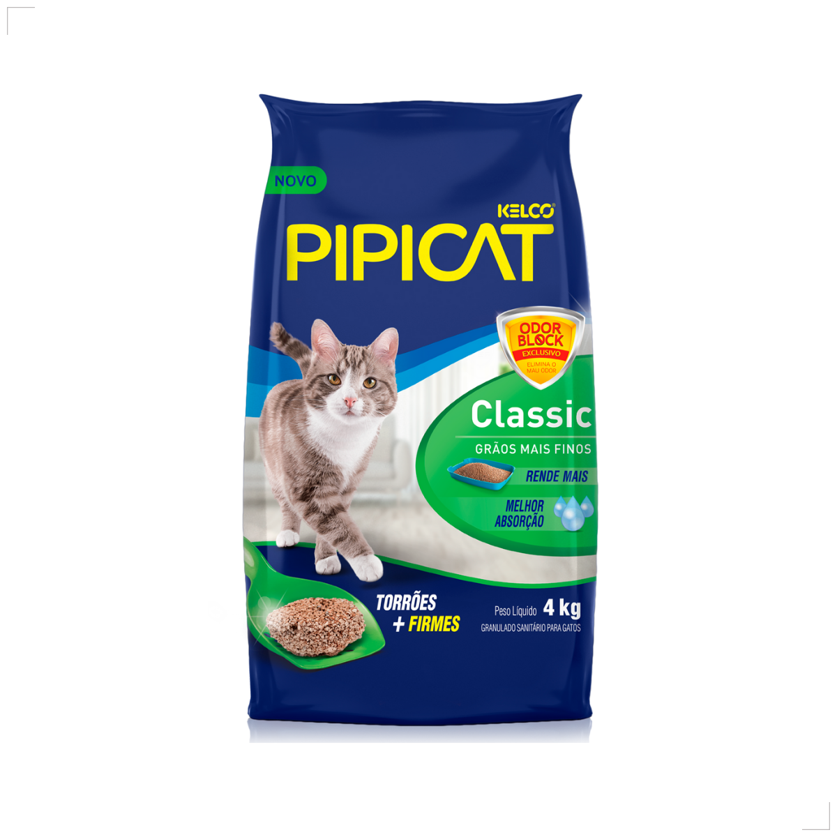 Areia Higienica para gatos Pipicat Classic Elimina Odor 4kg