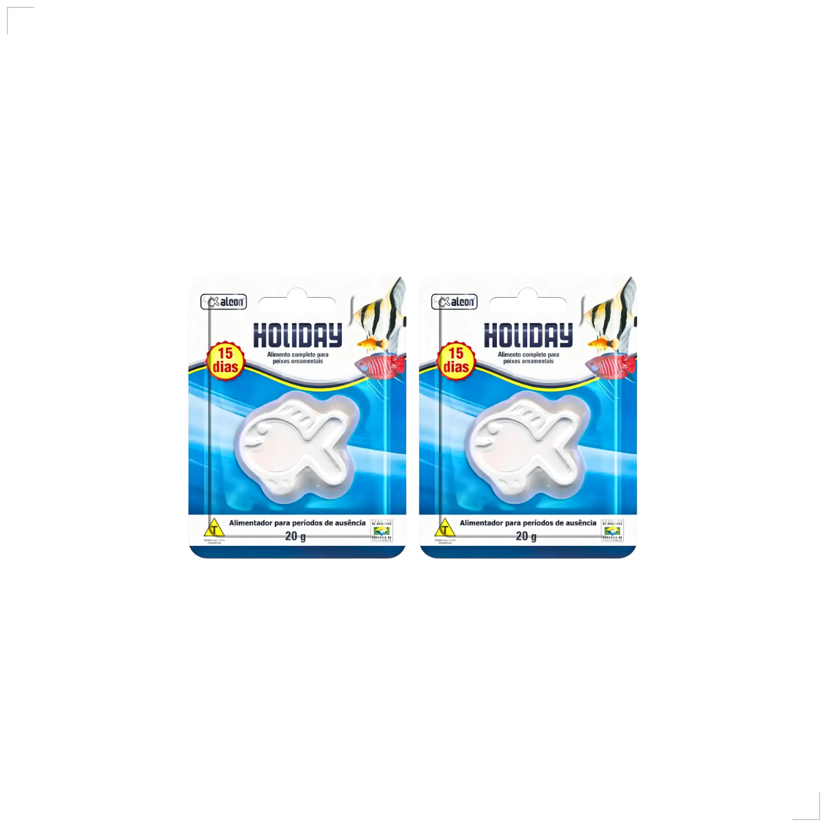 Kit 2 Alimento Ração Para Peixes Alcon Holiday 15 Dias 20g