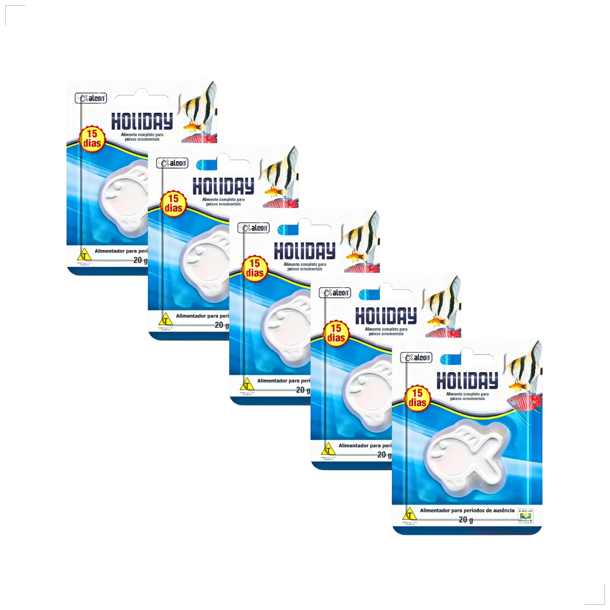 Kit 5 Ração  Alimento Para Peixes Alcon Holiday15 Dias 20g