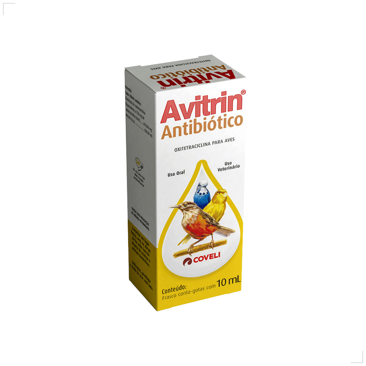 Avitrin Antibiótico 10ml Aves E Pássaros Doentes Debilitados