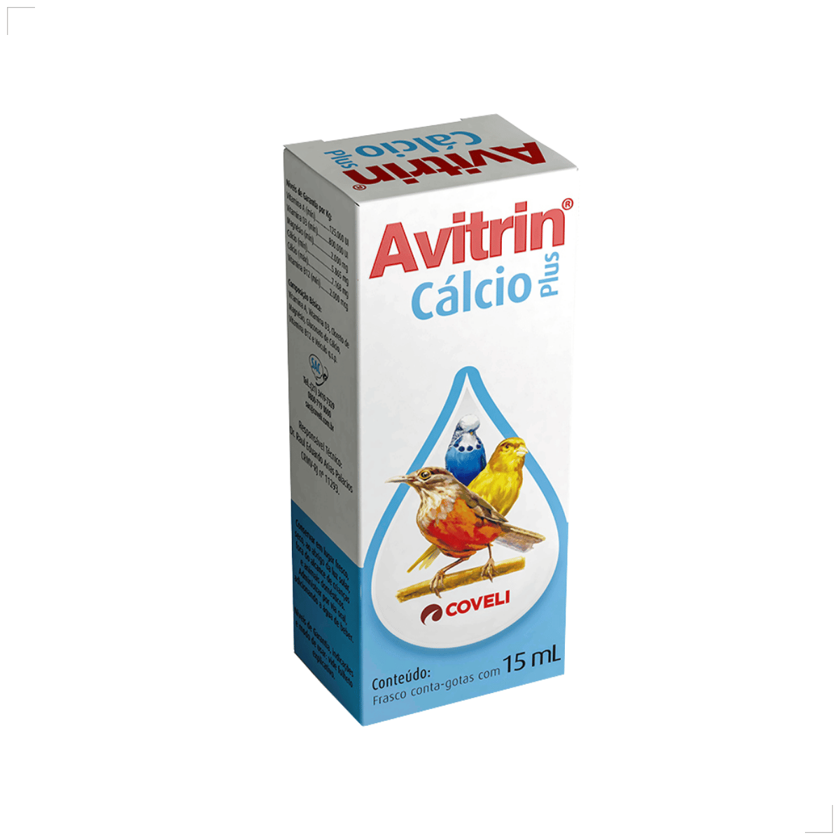 Avitrin Cálcio Plus 15ml Fraqueza Fortalece Ave Passaros