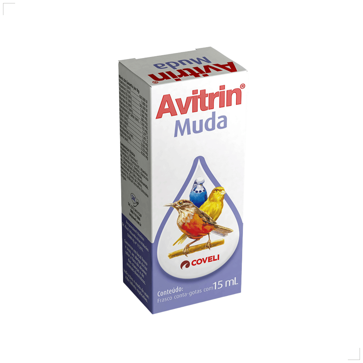 Avitrin Muda 15ml Coveli para aves e pássaros ornamentais