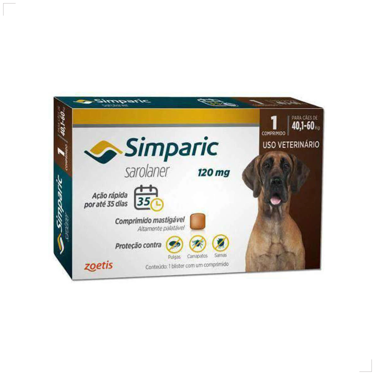 Simparic 120mg 1 Comprimido Cães 40,1 - 60kg Zoetis