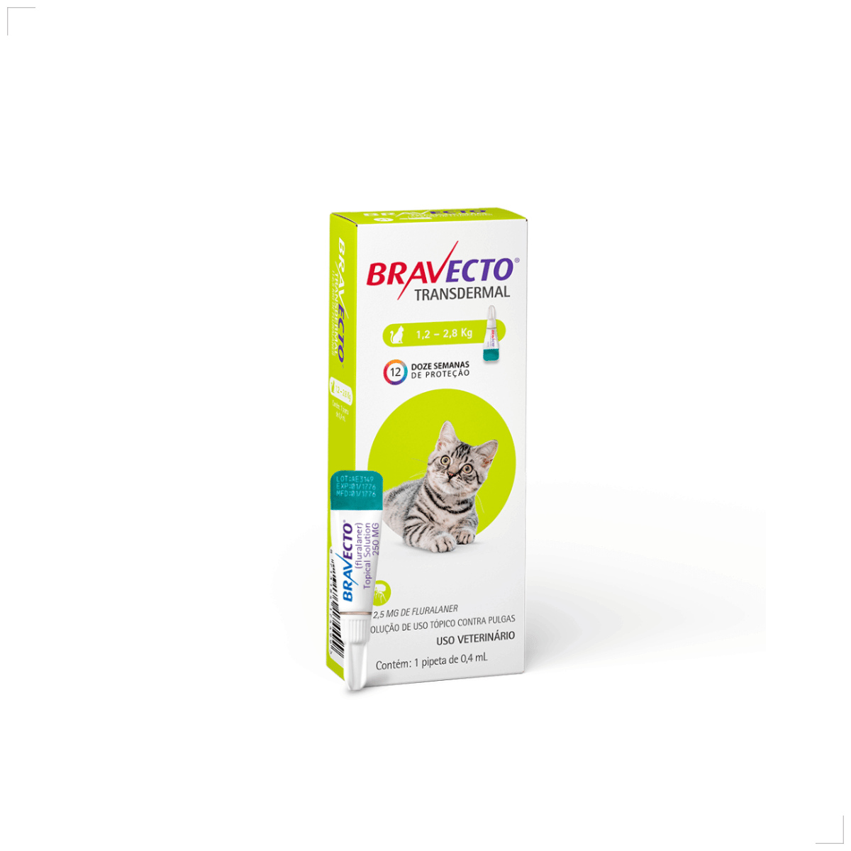 Antipulgas Bravecto Transdermal Gatos 1,2 a 2,8 kg 112,5 mg