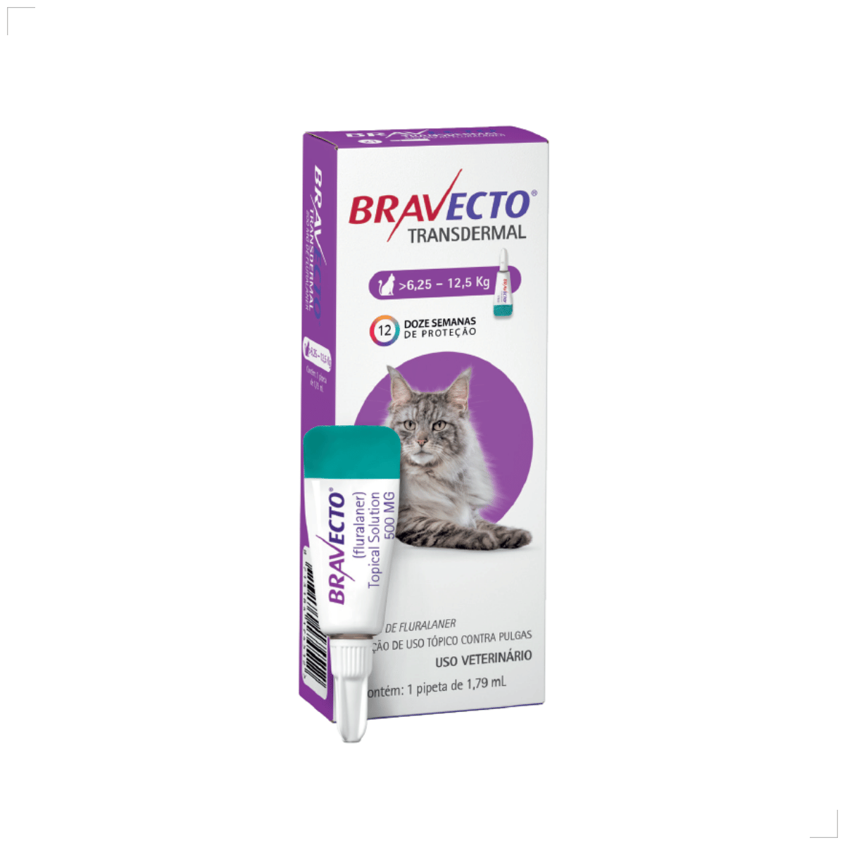Antipulgas Bravecto Transdermal Gatos 6,25 a 12,5 kg 500 mg