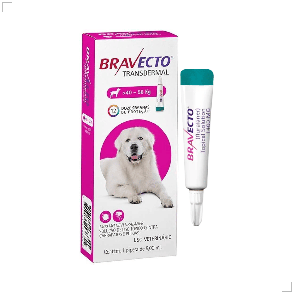 Antipulgas Bravecto Transdermal Cães 40 a 56 kg 1400 mg