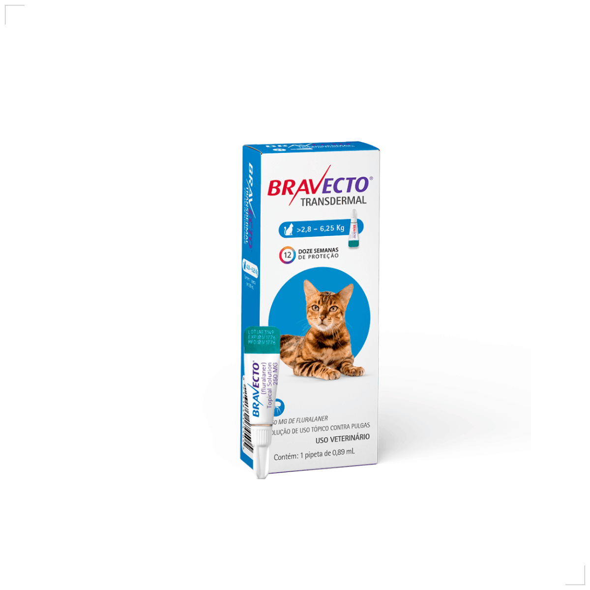 Antipulgas Bravecto Transdermal Gatos 2,8 a 6,25 kg 250 mg