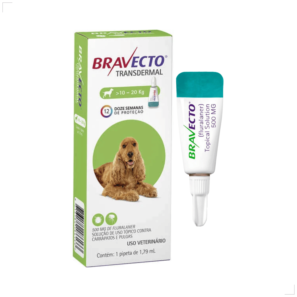 Antipulgas Bravecto Transdermal Cães 10 a 20 kg 500 mg