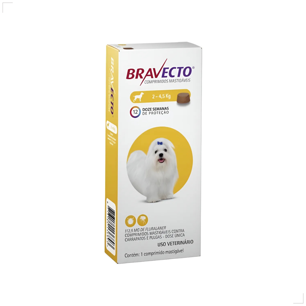 Bravecto Carrapatos Antipulgas Cães De 2,0 A 4,5 Kg Msd 112,5mg
