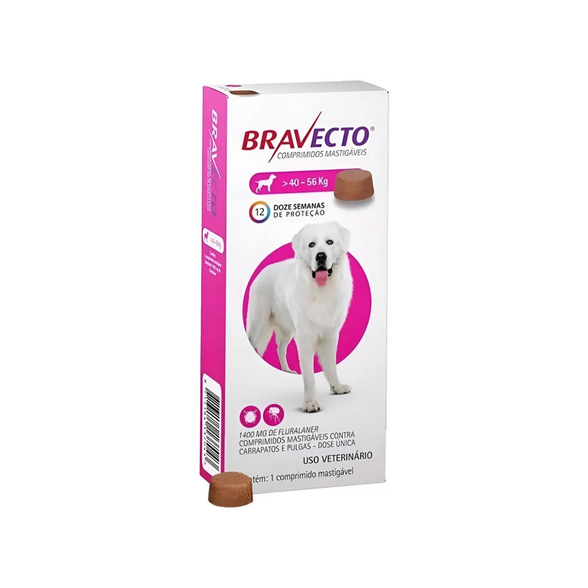 Bravecto Carrapatos Antipulgas Cães De 40 A 56 Kg Msd 1400mg