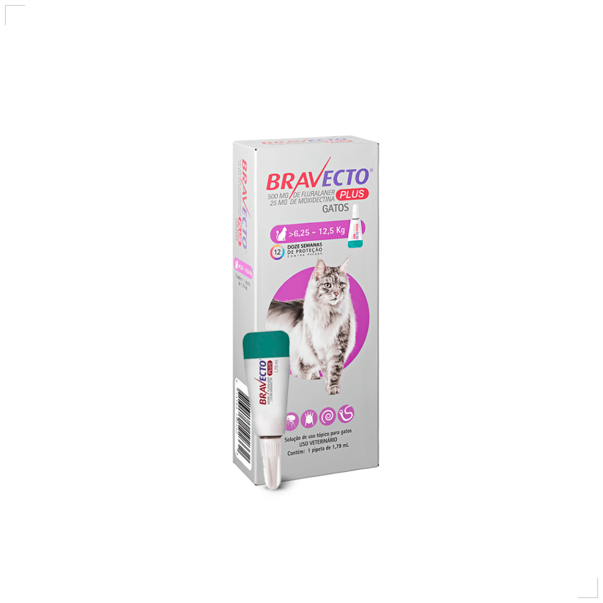 Antipulgas Bravecto Plus Gatos 6,25 a 12,5 kg 500 mg