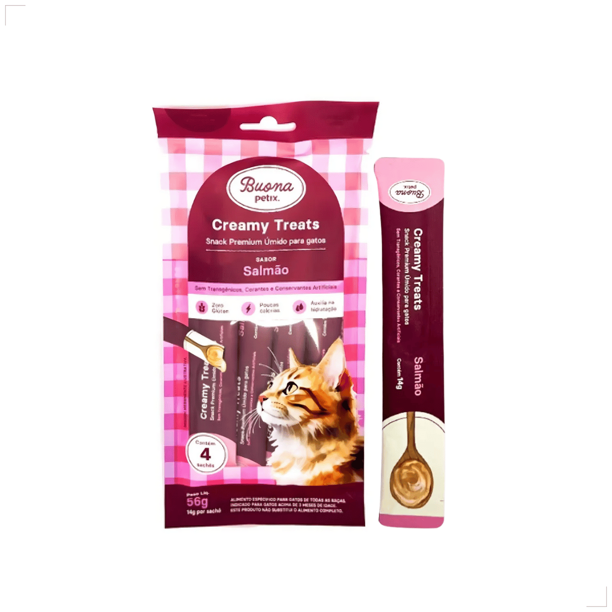 Petisco Úmido Gato Buona Petix Salmão 56g 4 unidades