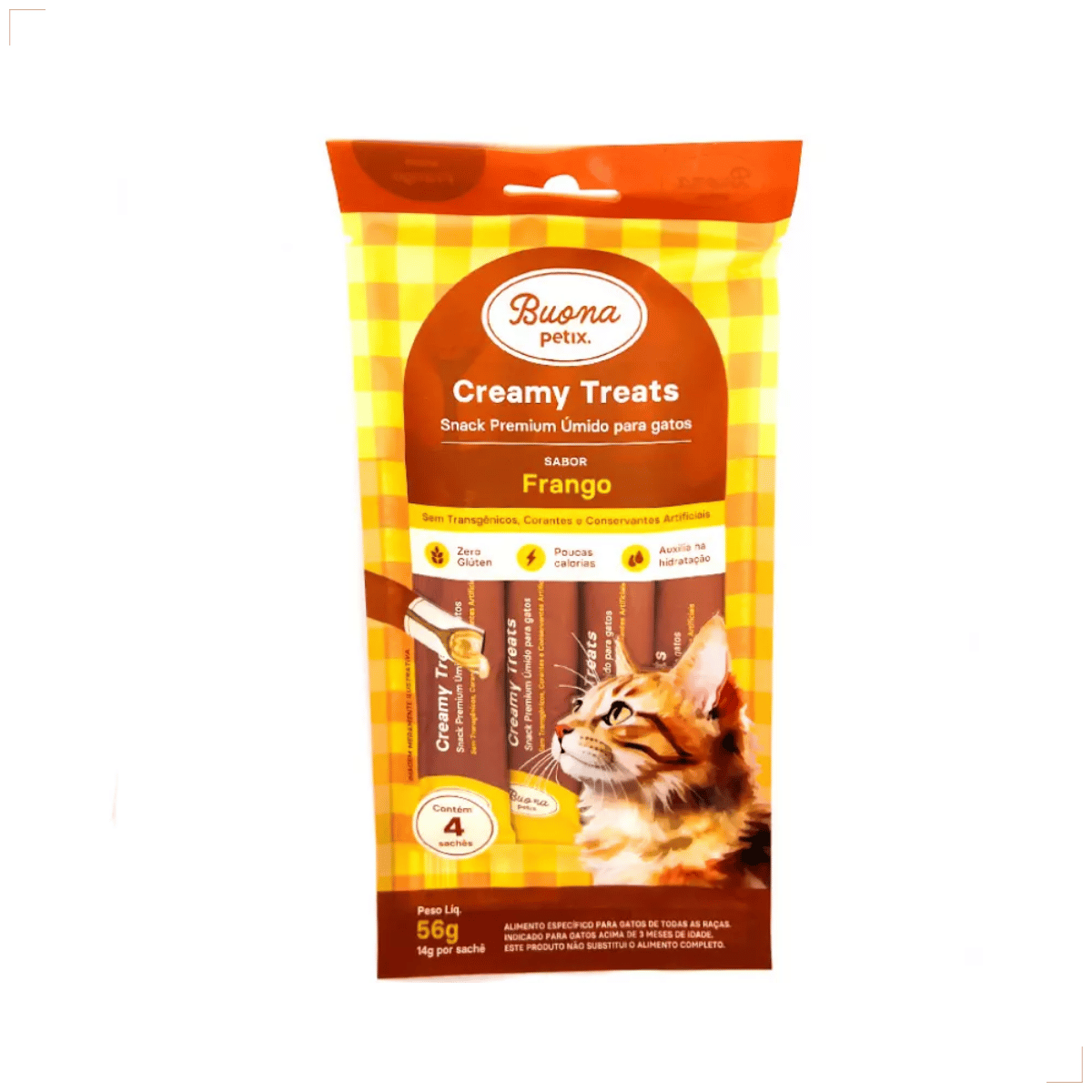 Petisco Úmido Gato Buona Petix Frango 56g 4 unidades