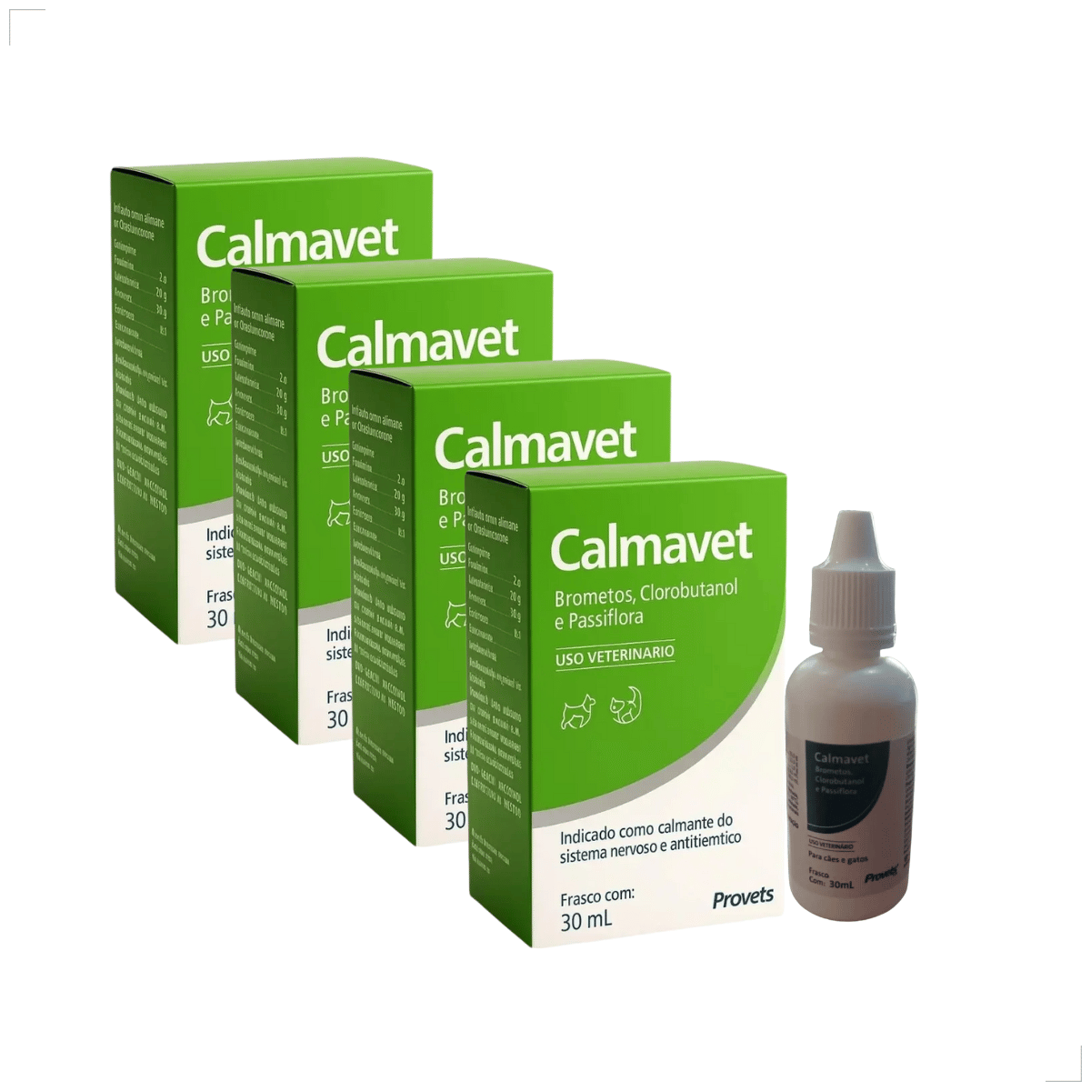 Kit 4 Calmavet 30ml Calmante Natural Para Cães E Gatos Provets