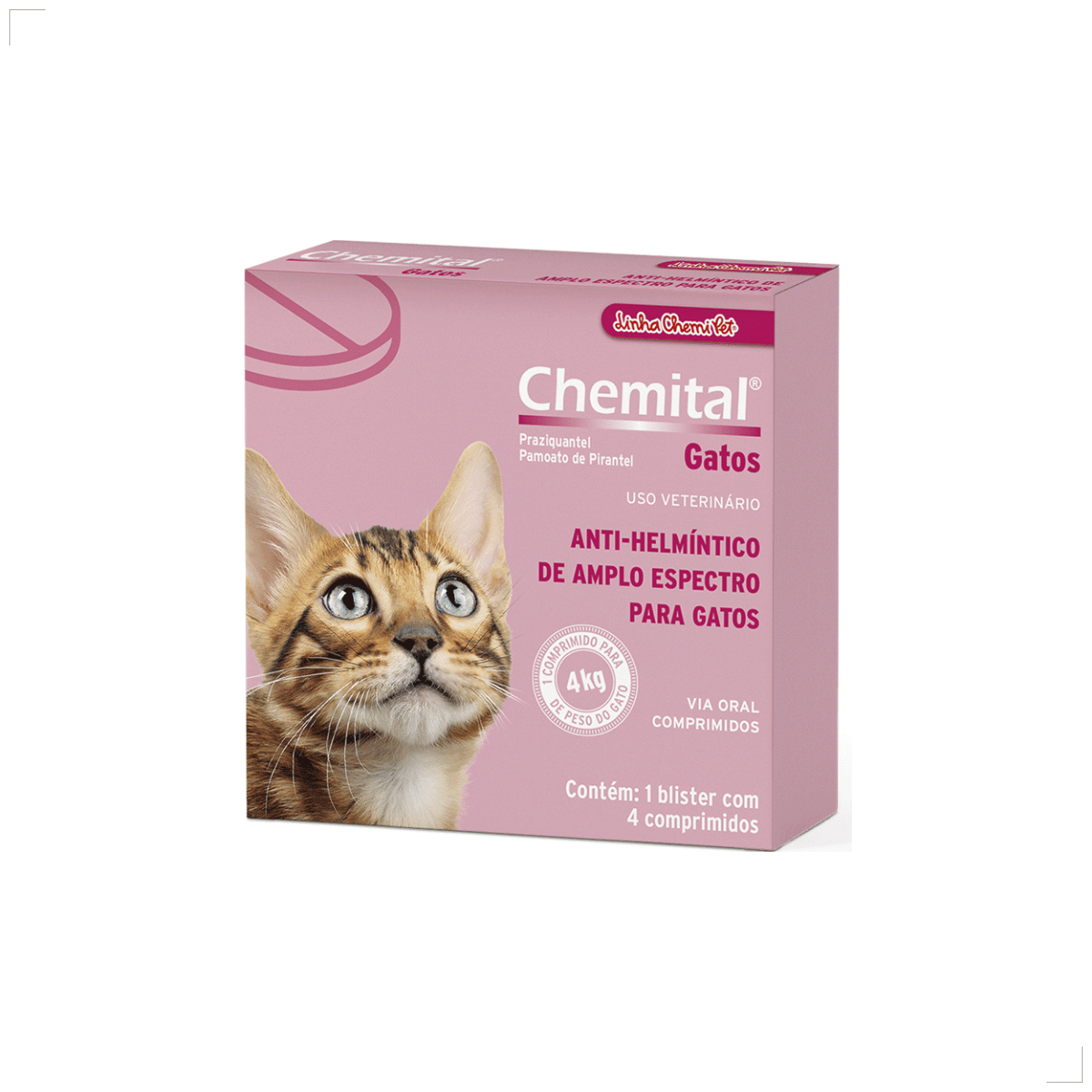Chemital Vermífugo para gatos 4 comprimidos