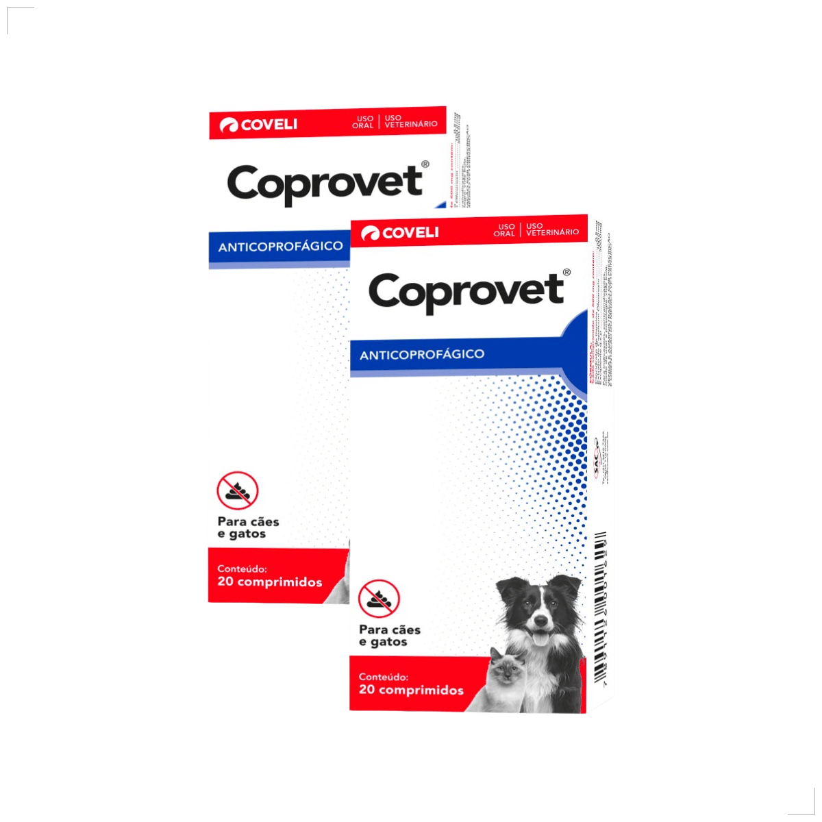 Kit 2 Coprovet Coveli 20 Comp Anticoprofágico Cães e Gatos