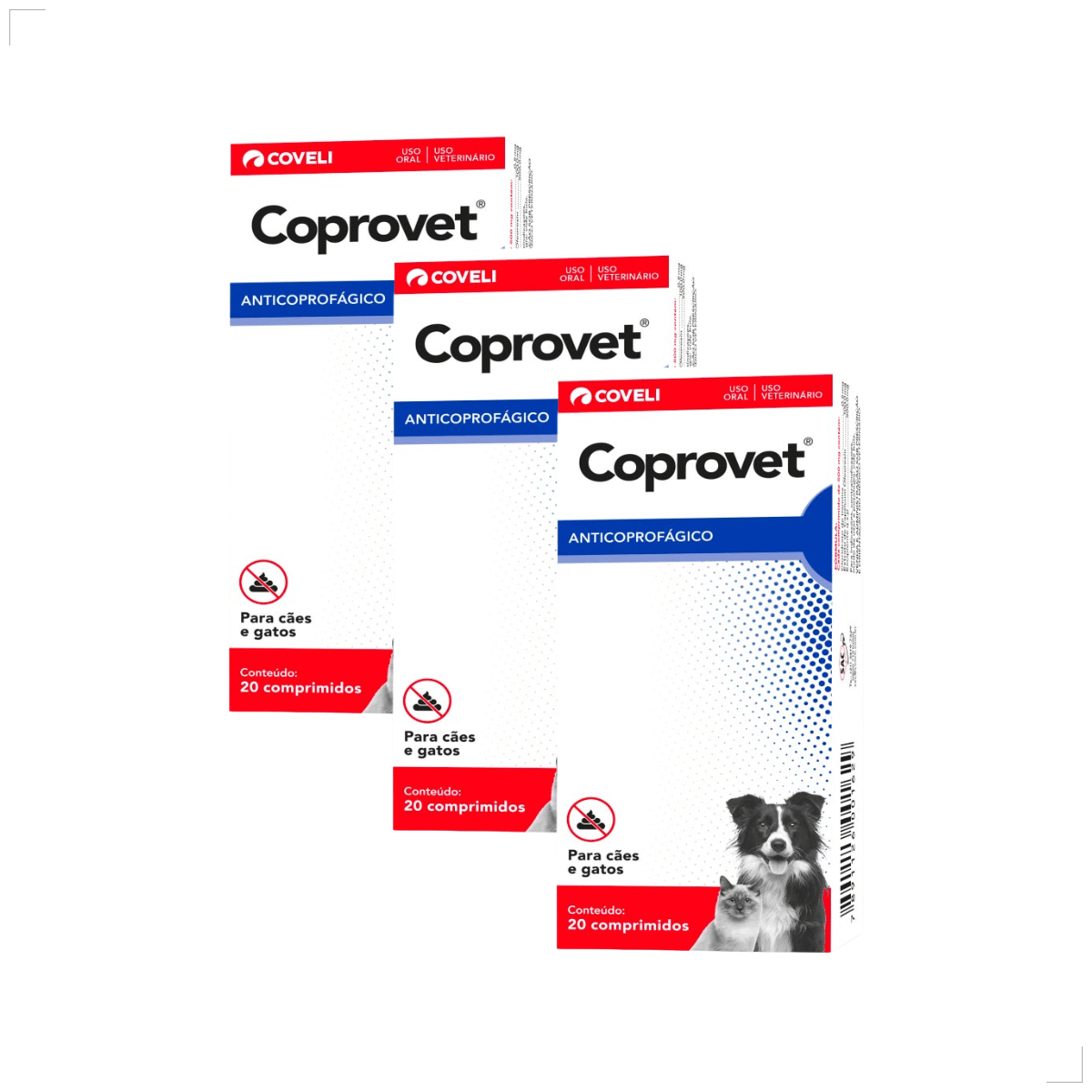Kit 3 Coprovet Coveli 20 Comp Anticoprofágico Cães e Gatos