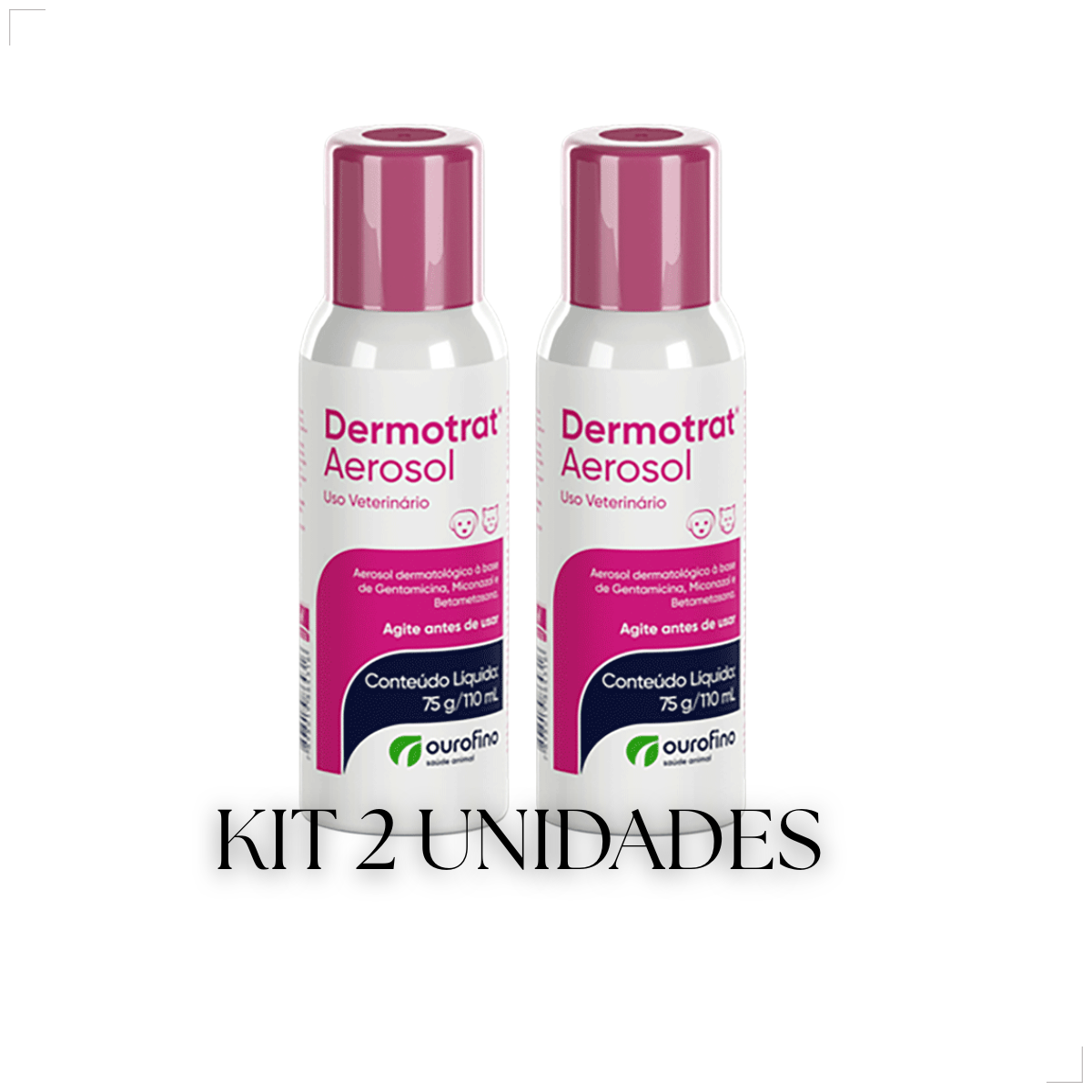 kIT 2 Dermotrat aerosol antibacteriano anti-inflamatório 75g 110ml