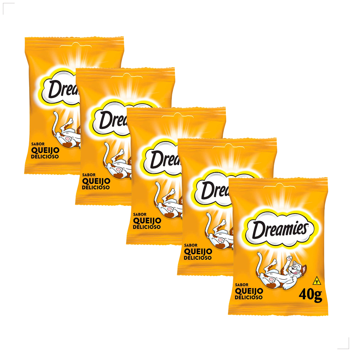 Kit 5 Petisco Dreamies para Gatos Adultos 40 g