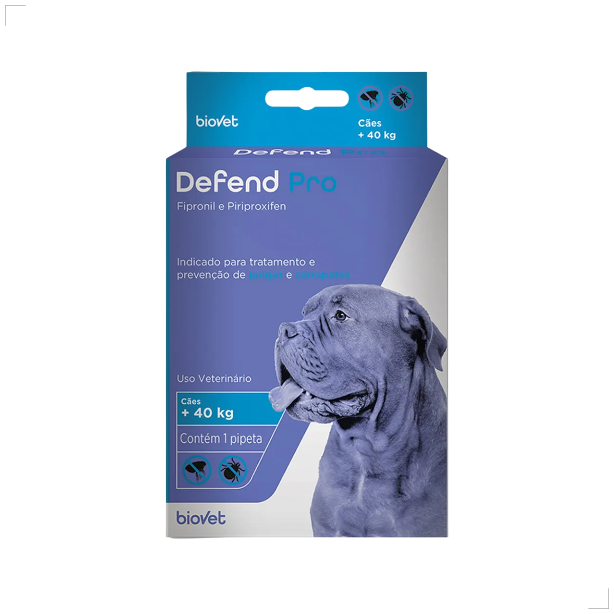 Defend Pro Cães Acima 40kg 1 Pipeta Biovet Pulga e Carrapato