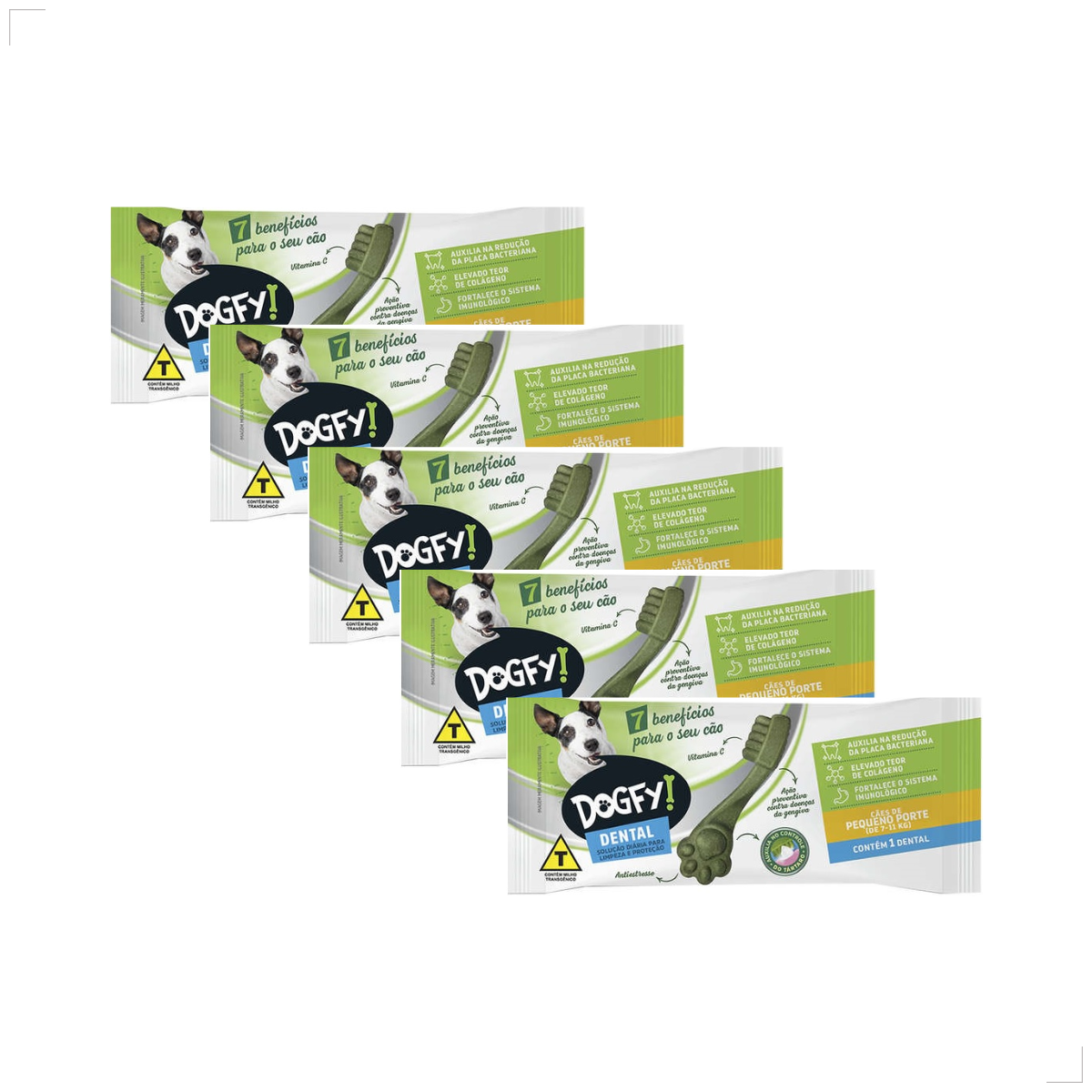 Kit 5 Dogfy Dental Cães Pequenos Limpa Dentes Tártaro