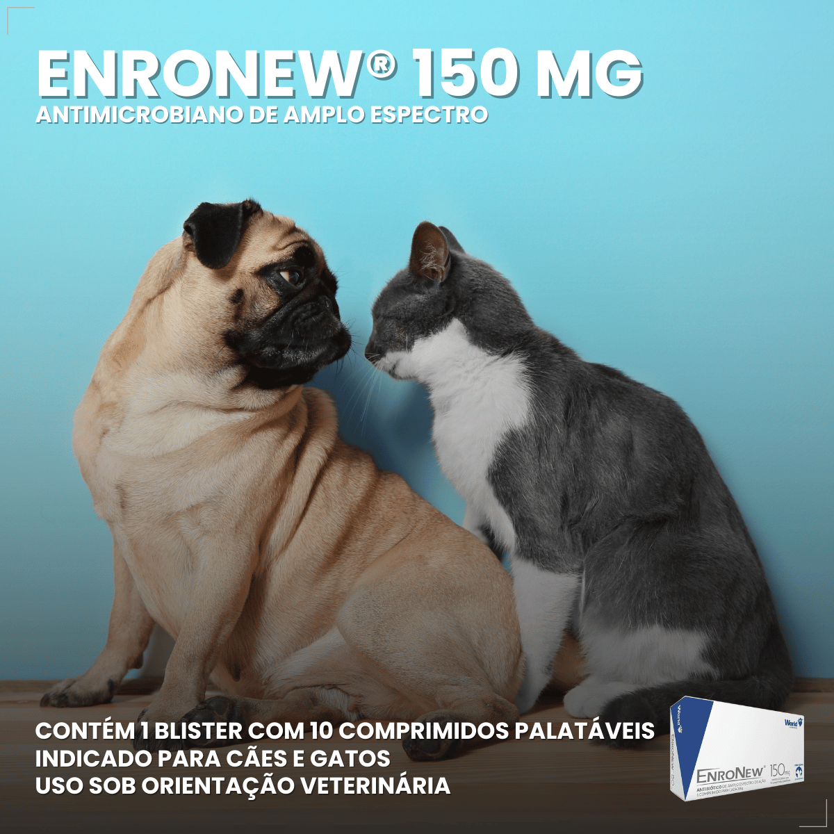 Kit 3 Enronew 150mg Antimicrobiano Cães e Gatos 10 Comp