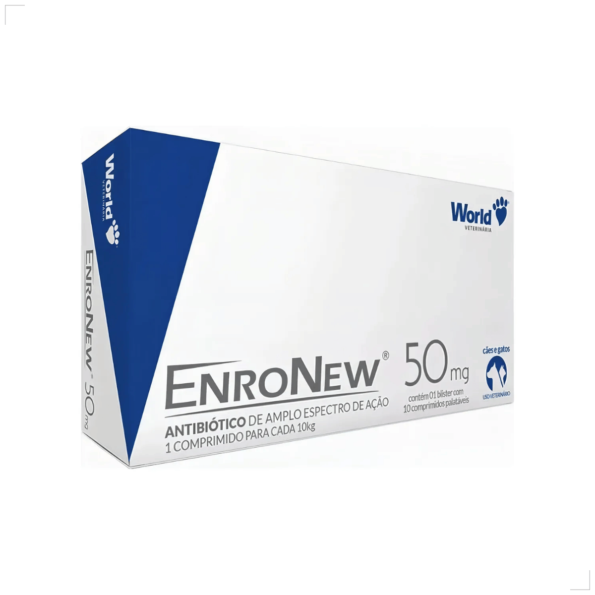 Enronew 50mg 10 Comprimidos Antimicrobiano para Cães e Gatos