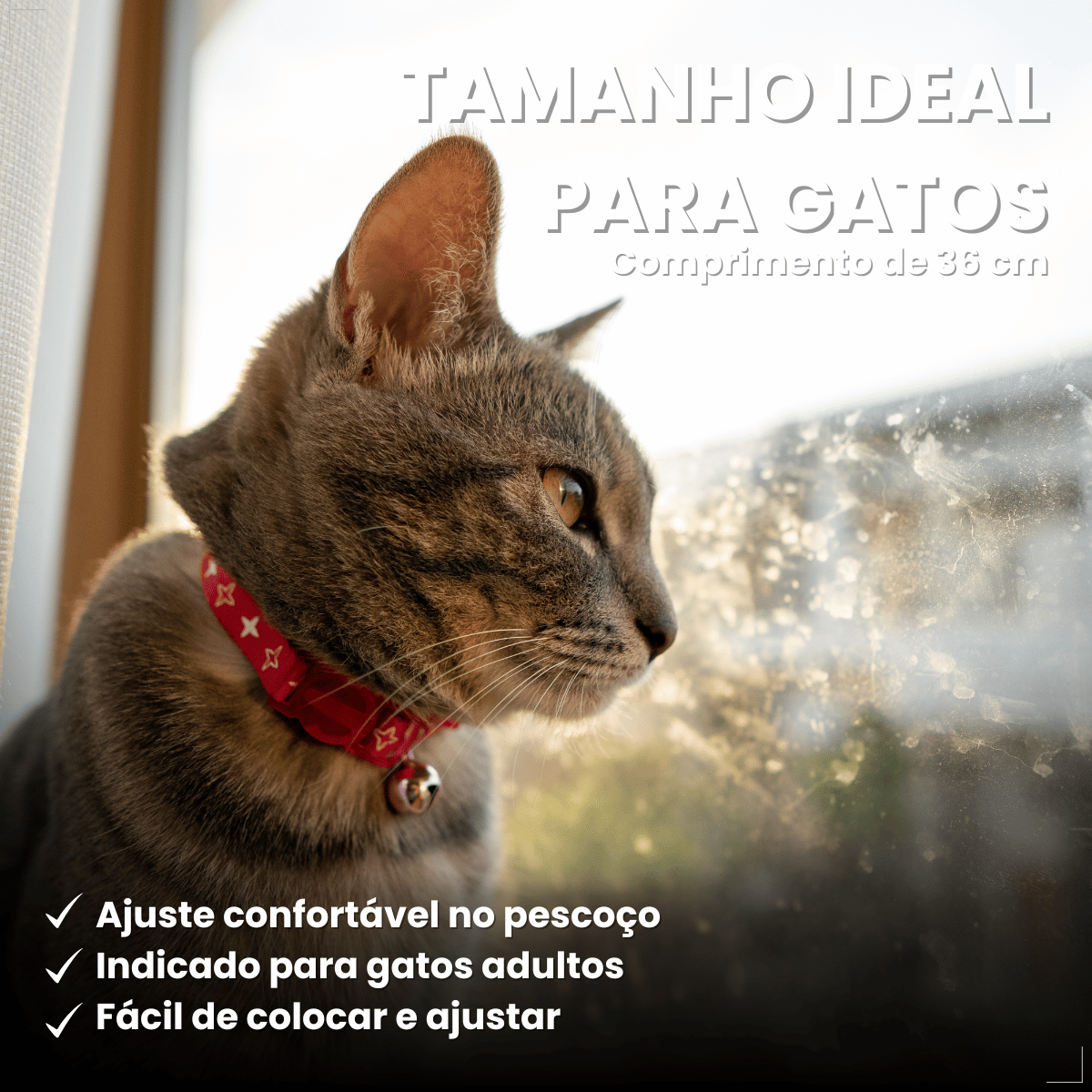 Coleira Para Gato Antipulga 36cm Free Cat Cor Vermelho