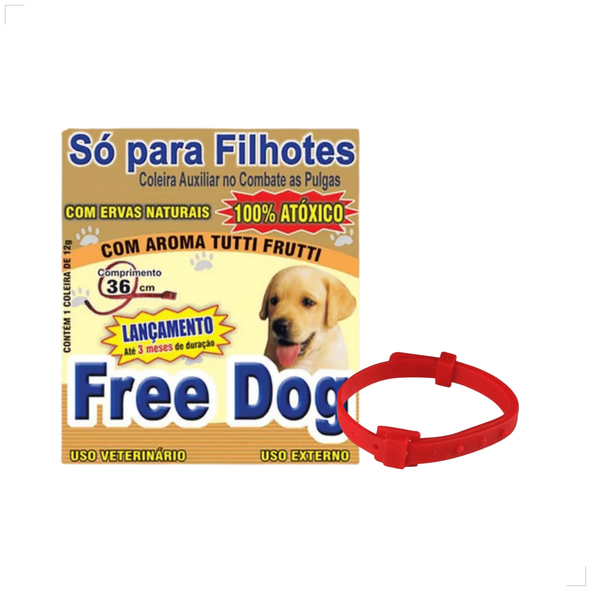 Coleira Cães Filhotes Antipulgas 36cm Free Dog