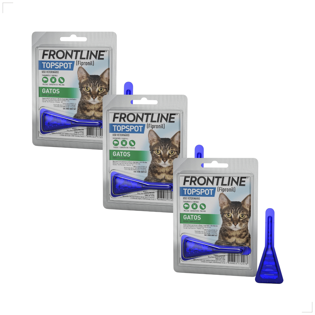 Kit 3 Frontline Antipulgas e Carrapatos TopSpot Gatos a partir de 2kg