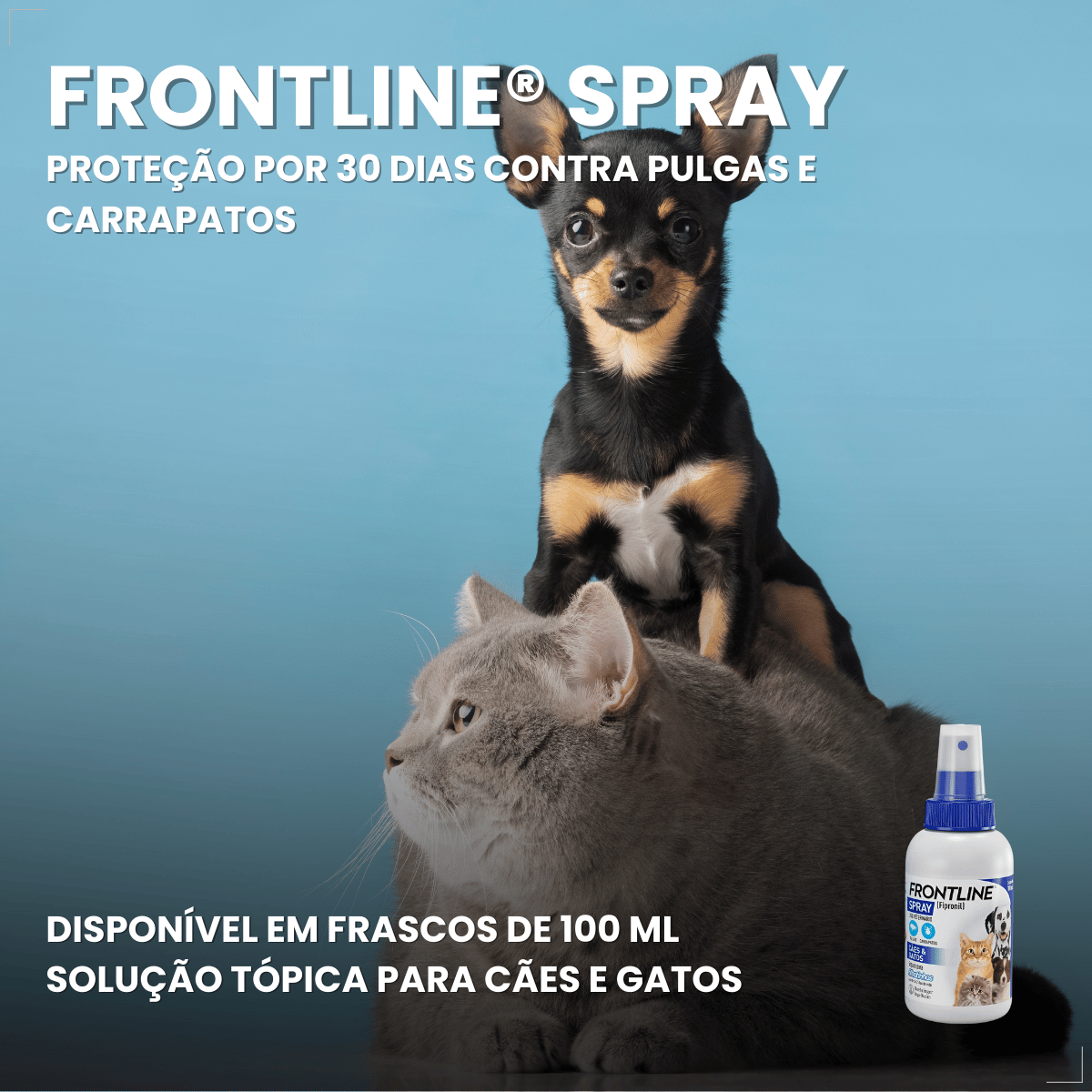 Frontline Spray Anti pulgas e Carrapatos Cães Gatos 100ml