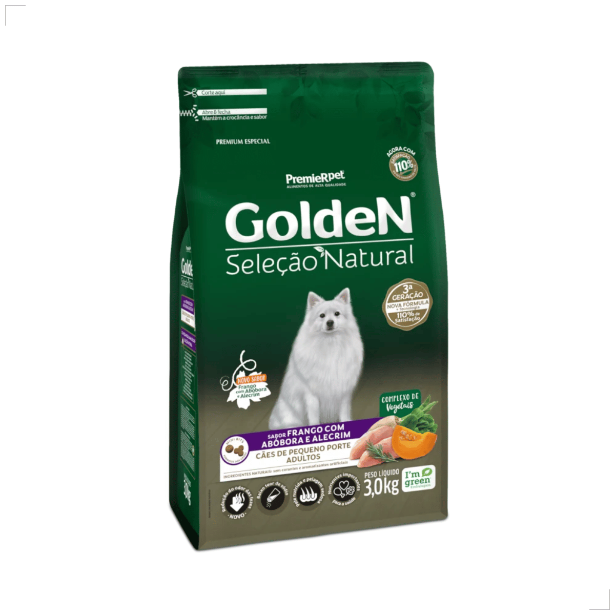 Ração Golden Seleção Natural Cães Adultos Porte Pequeno 3kg