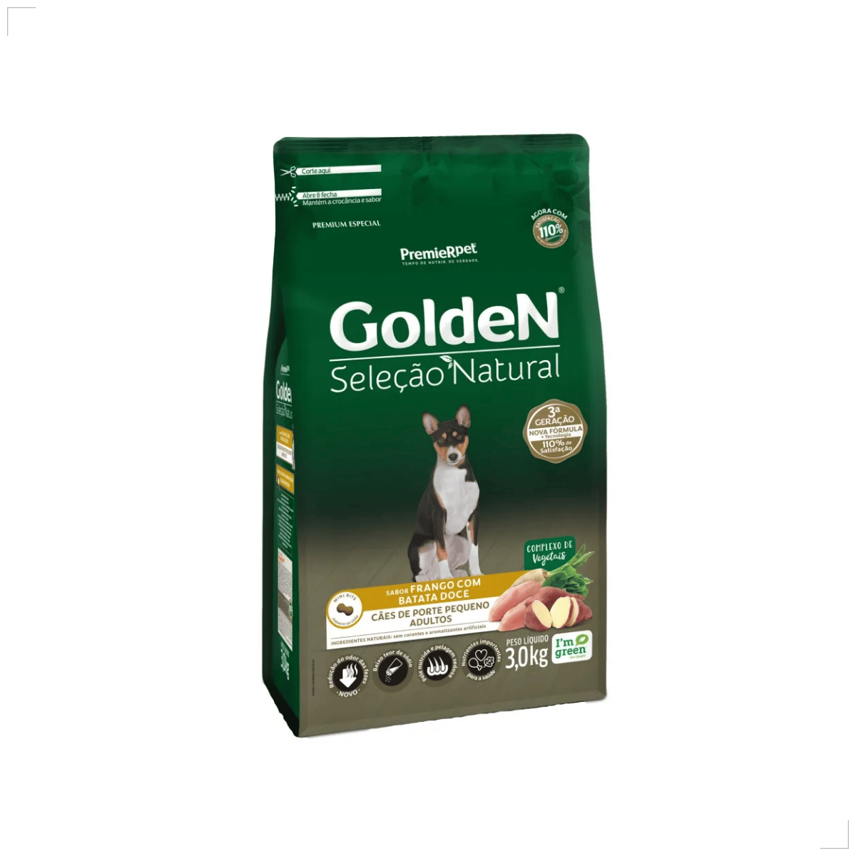 Ração Golden Seleção Natural Cães Adultos Porte Pequeno 3kg