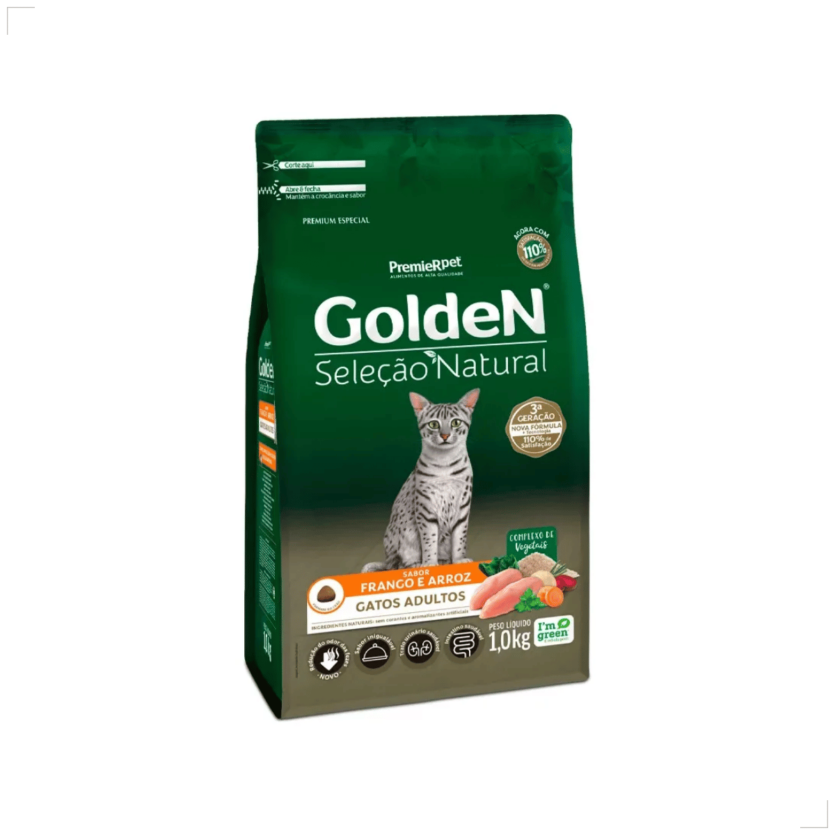 Ração Golden Seleção Natural Gatos Adulto Frango e Arroz 1kg