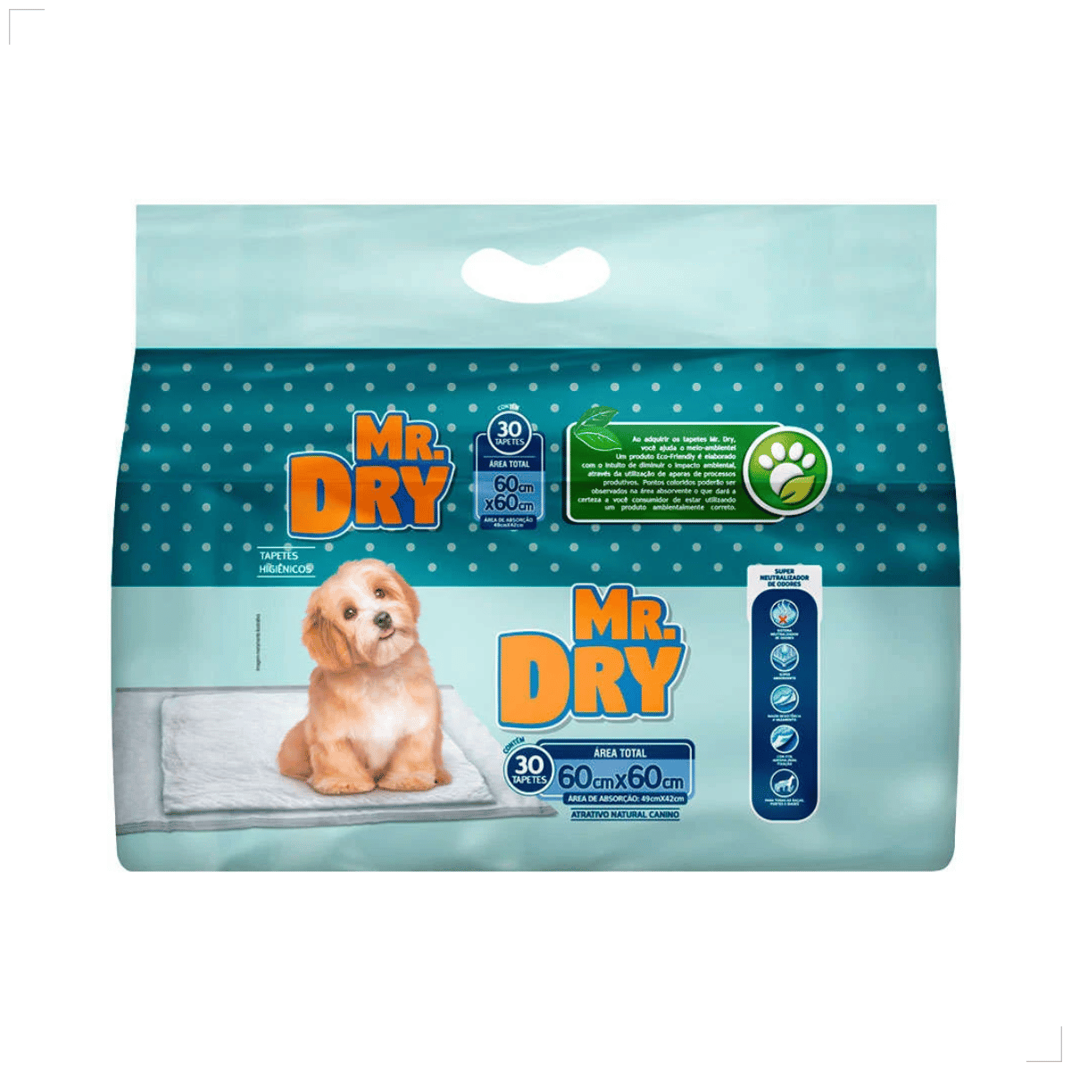 Tapete Mr. Dry Higiênico Para Caes 60x60cm com 30 Unidades