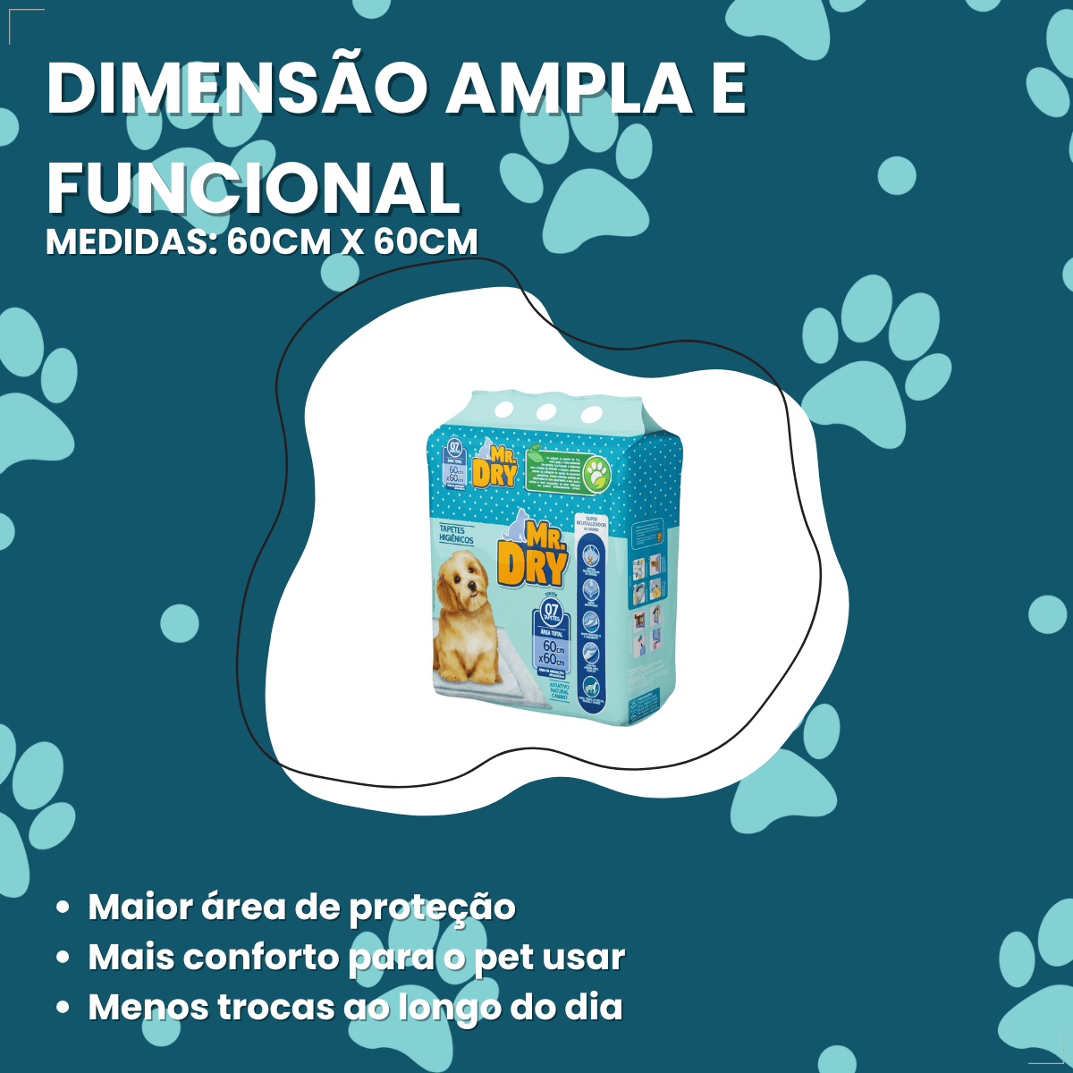 Tapete Mr. Dry Higiênico Para Caes 60x60cm com 7 Unidades