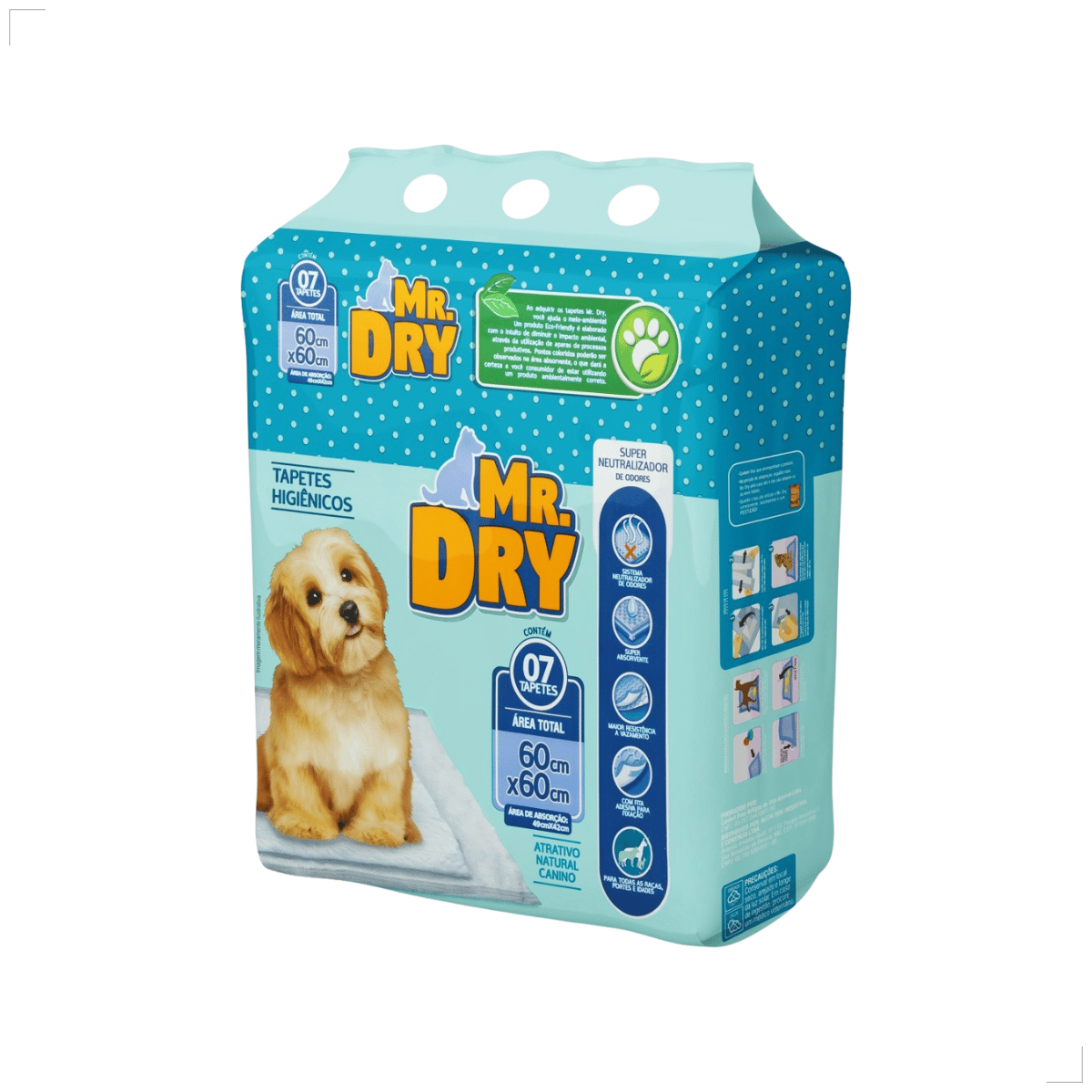 Tapete Mr. Dry Higiênico Para Caes 60x60cm com 7 Unidades