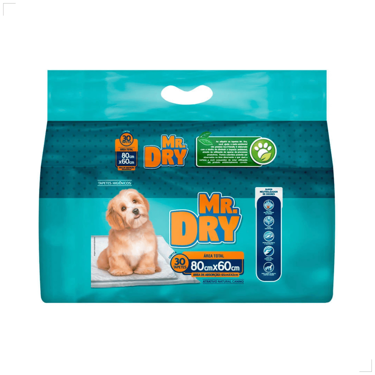 Tapete Mr. Dry Higiênico Para Caes 80x60cm com 30 Unidades