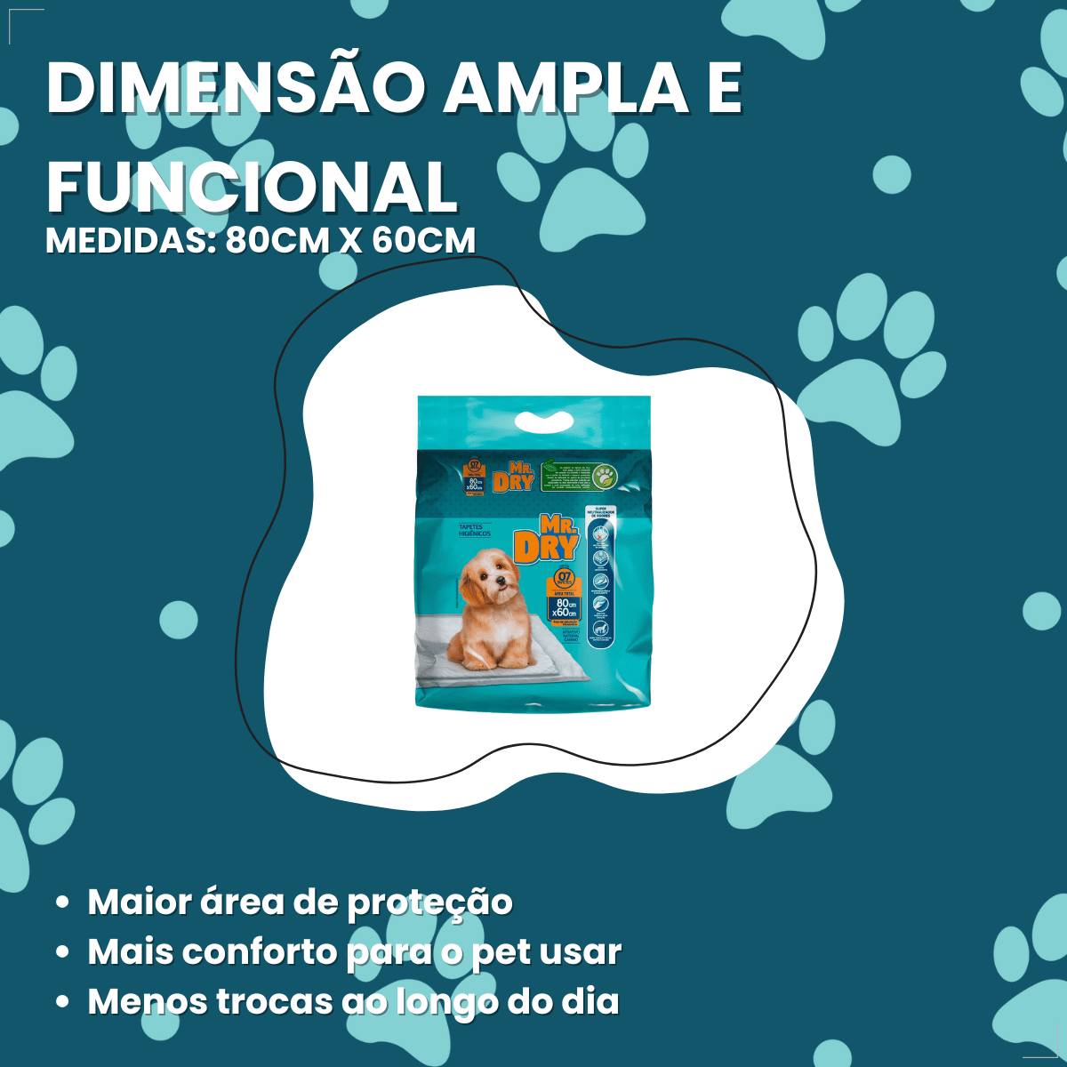 Tapete Mr. Dry Higiênico Para Caes 80x60cm com 7 Unidades