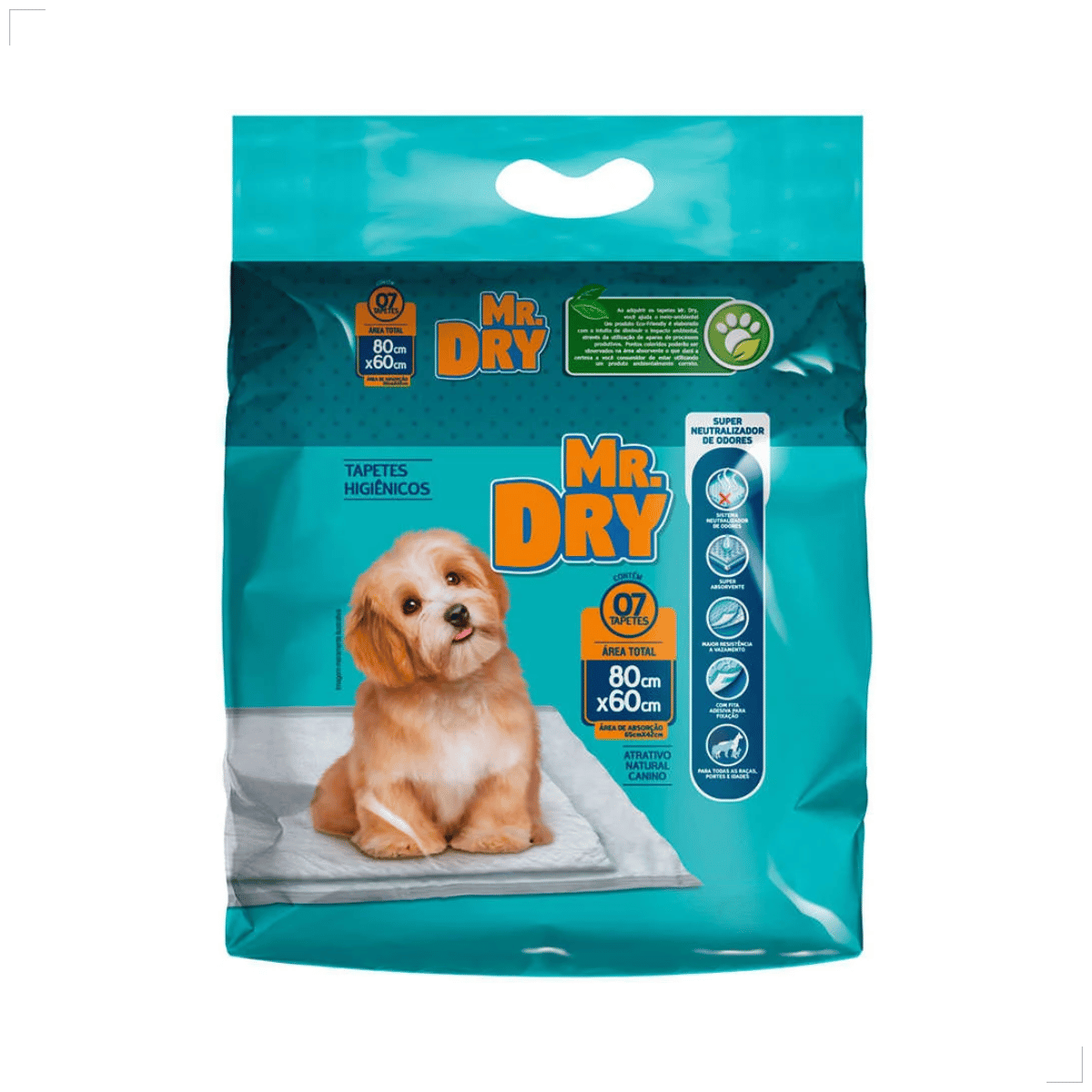 Tapete Mr. Dry Higiênico Para Caes 80x60cm com 7 Unidades