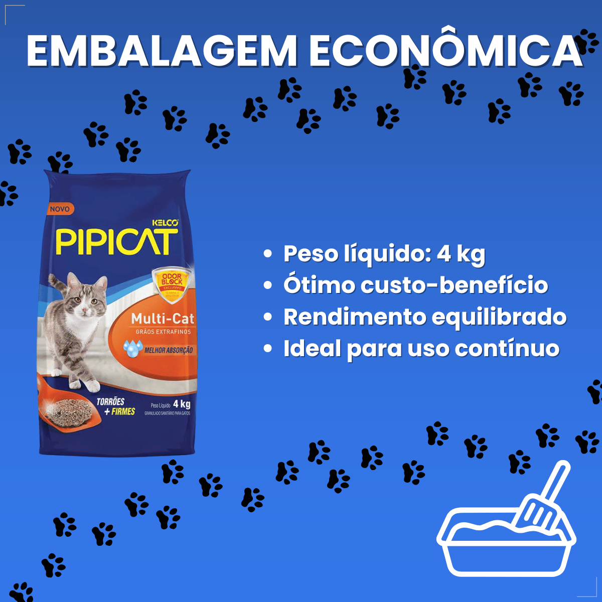 Pipicat Areia Higiênica para Gatos Muti Cat 4kg Se Odor Gãos extrafino